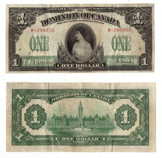 Dominion Of Canada 1917 $1 One Dollar Large Bank Note With Princess Patricia R2