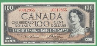 1954 Bank Of Canada $100 Dollars Note - Lawson/bouey - C/j0912855 - Unc