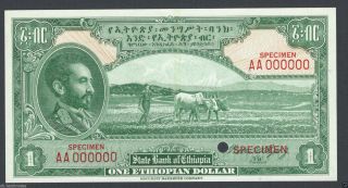 Ethiopia One Dollar Nd (1945) P12ct Color Trial Uncirculated