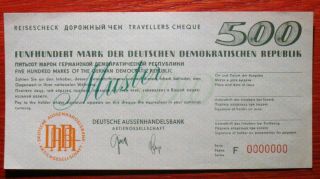 Germany (ddr) Travellers Cheque 500 Mk Specimen