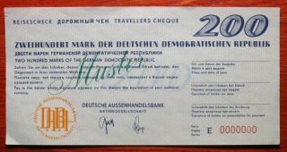 Germany (ddr) Travellers Cheque 200 Mk Specimen