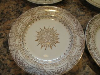Set Of 6 Vintage Stetson 9 1/4 " Dinner Plates 22k Gold Design