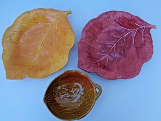 2 Tabletops Lifestyles “autumn Leaves” Hand Painted Salad Plate 1 Acorn Bowl