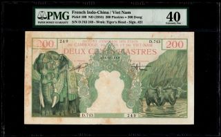 French Indochina/ Vietnam 200 Piastres = 200 Dong 1953 P - 109 Pmg40