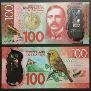 2016 Zealand 100 Dollars Polymer P - 195 Unc Yellowhead Bird