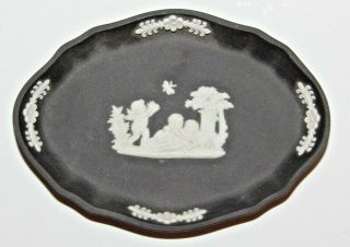 Vintage Wedgwood Black Jasperware Cherubs Pin Tray Y64 4 1/2 " Inches Wide