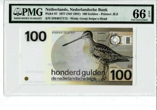 Netherlands P 97 1977 100 Gulden Pmg 66 Epq Gem Unc