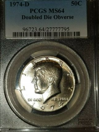 1974 D Kennedy Double Die Obverse Pcgs Ms 64 Us