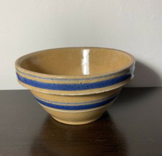 Vintage Blue And White Striped Yellow Ware Stoneware Bowl