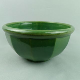 Vintage Medalta Polygon Pottery Mixing Bowl 6 Inch Green Glaze Canada Rare