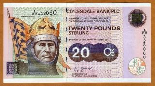 Scotland,  Clydesdale Bank,  20 Pounds,  2002,  P - 228c,  Unc Robert The Bruce