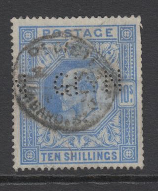 Gb Kevii 10s.  Ultramarine Sg265 Ten Shillings Edward Vii Stamp Glyn Perfin