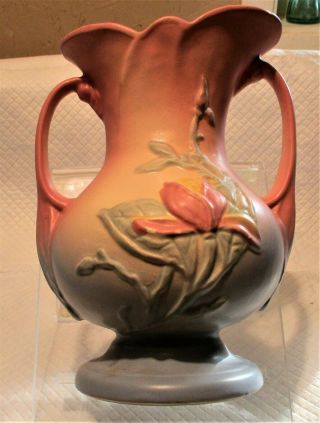 Vintage Hull Pottery 2 Handled Flower Vase Usa 3 - 8 1/2,  9 Tall X 7 Widest