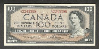 1954 $100.  00 Bc - 43c Vf Scarce & Bank Of Canada Qeii Old One Hundred Dollars