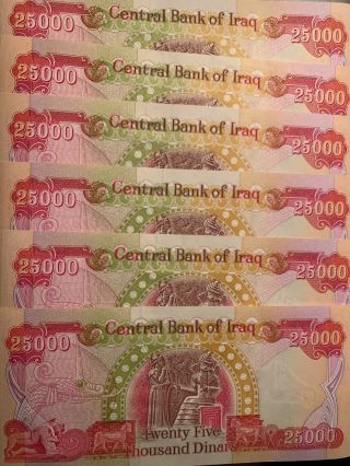 Seller 150,  000 Iraqi Dinar 6 X 25.  000 Uncirculated Certified Iqd