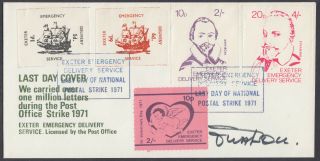 Exeter Emergency Delivery Service Last Day Cover; Signed; 1971 Postal Strike
