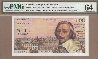 France: 10000 Francs Banknote,  (unc Pmg64),  P - 134a,  05.  05.  1955,