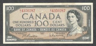 1954 $100.  00 Bc - 43b Vf,  Scarce Bank Of Canada Qeii Old One Hundred Dollars