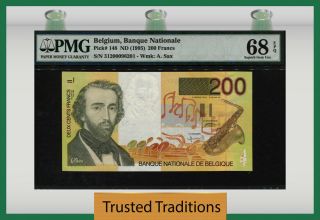 Tt Pk 148 1995 Belgium - Banque Nationale 200 Francs Pmg 68 Epq Gem Unc
