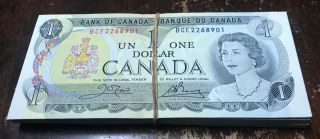 1973 Bank Of Canada Brick Of 100 Consecutive Unc Notes Cp772