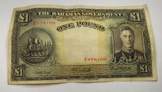 1936 Bahamas 1 Pound Note - Pick 11.  E