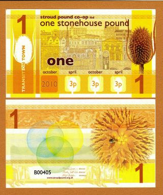 England ' s Transition Town STONEHOUSE 4 Notes Set 1,  2,  5,  10 Pounds 2010 UNC 2