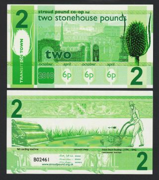 England ' s Transition Town STONEHOUSE 4 Notes Set 1,  2,  5,  10 Pounds 2010 UNC 3