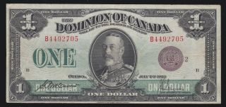 Canada 1923 $1 Dominion Of Canada Currency Dc - 25i Bronze Seal Grp 2 Vf - Xf (705)