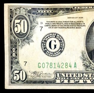 1934 Note $50 Bill Federal Reserve Bank Of Chicago Gem Bu,  $$ Nr 13544