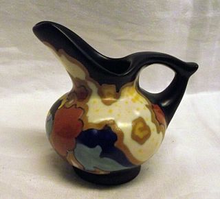 Early 1900s Regina Gouda Art Pottery Holland Lydia Black Small Mini Pitcher