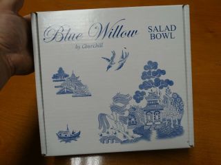 Vintage Churchill England Blue Willow Round Serving Pasta Salad Bowl