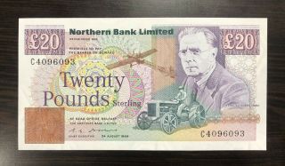 Ireland - Northern - 20 Pounds - Northern Bank Limited - 1989 - Pick 195b - Scarce,  Unc.