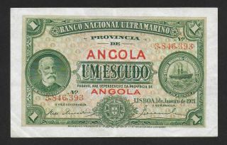 Angola - Portugal - 1 Escudo - 1921 - Bnu - ChamiÇo - Pick.  55 - Ef,