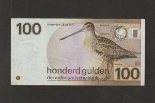 Netherlands,  100 Gulden Banknote,  28.  7.  1977,  About Uncirculated,  Cat 97 - A
