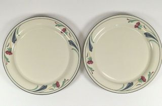 Lenox Chinastone Poppies On Blue 10 3/4” Dinner Plates Set Of 2