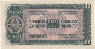 Yugoslavia 100 Dinara dated 1944,  P53 Uncirculated UNC 2