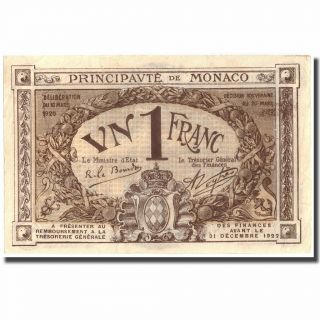 [ 216043] Banknote,  Monaco,  1 Franc,  1920,  1920 - 03 - 20,  Km:4a,  Ef (40 - 45)