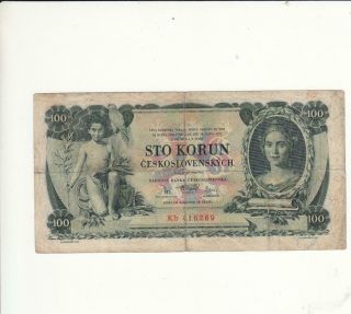 Czechoslovakia Czechoslovakian Czech Banknote 100 Korun 1931