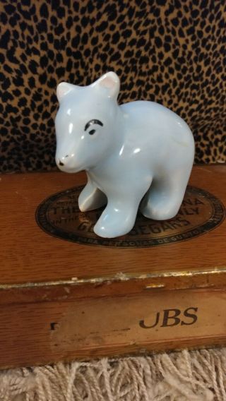 Shawnee Pottery Miniature Blue Bear Figurine Cold Paint Zanesville 3