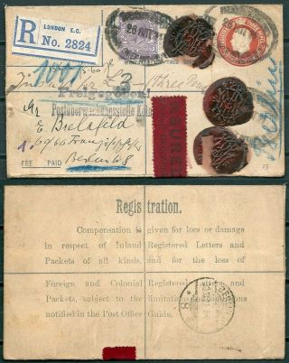 Gb 1921 Uprated Insured Registered Cover,  London To Berlin Germany - Cag 141218
