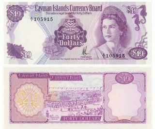 Cayman Islands - 40 Dollars,  L.  1974 (1981),  Pmg 58,  Pick 9 A - Bknt.  000