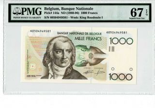 Belgium P 144a 1980 - 1996 1000 Francs Pmg 67 Epq Gem Unc