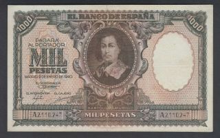 Spain 1000 Pesetas 09 - 01 - 1940 Vf P.  120,  Banknote,  Circulated