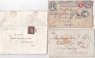 1834/94 3 X Ross Herefordshire Postal History Registered Insurance & Pre - Stamp