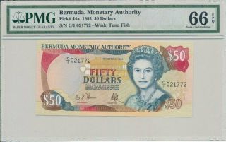 Monetary Authority Bermuda $50 1992 Pmg 66epq