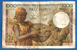 French Equatorial Africa 1000 Francs 1957 Emission France Equatoriale Cameroun