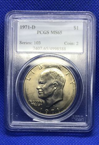 1971 D Eisenhower Dollar Ngc Ms65 Golden Toning Very Even And