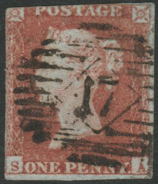 1841 Sg8 1d Red Brown Rare Plate 107 Sound Inverted " S " Cat £525.  00 (sa)