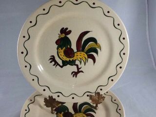 Set Of 3 Metlox Poppytrail Provincial Rooster Dinnerplates 10 "