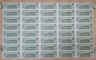 1973 Canada 1 Dollar Bank Note Uncut Sheet Of 40 5x8 Format - BFL Ship In Tube 1 2